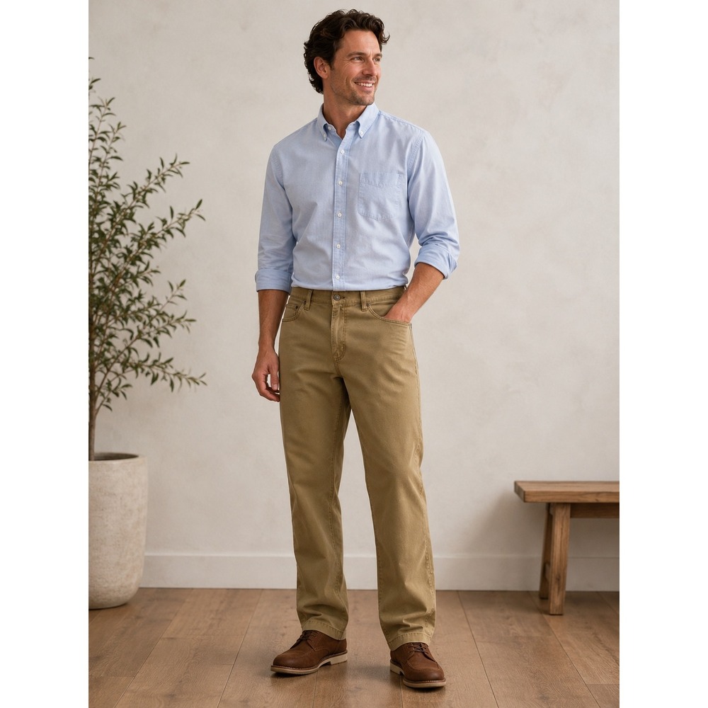 Joseph Abboud Mens Tan 5-Pocket‎ Cotton Stretch Straight Leg Chino Pants 34x30